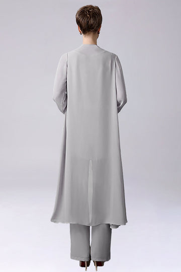 Sliver Jumpsuit/Pantsuit Separates Floor-Length Chiffon Mother of the Bride Dress